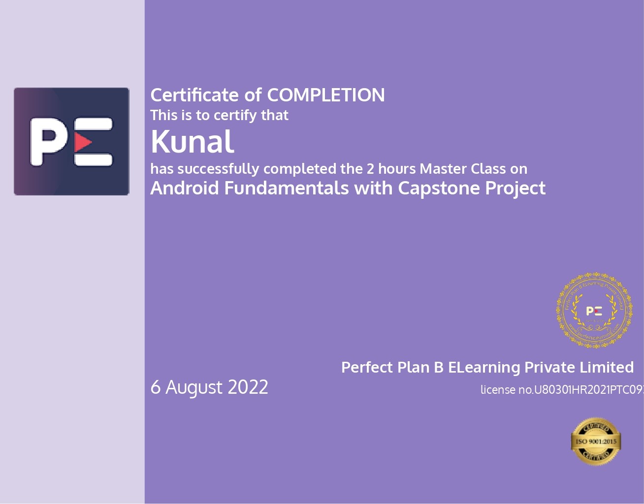 Android Masterclass Certificate